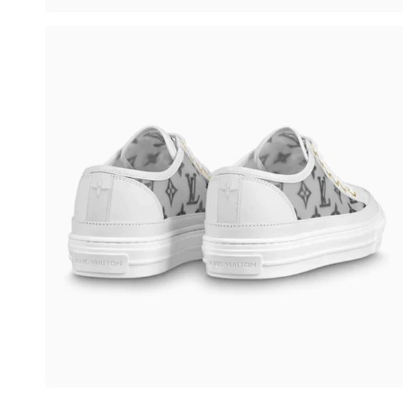Louis Vuitton White Monogram Mesh And Leather Stellar Lace Up Sneakers - Picture 2 of 16